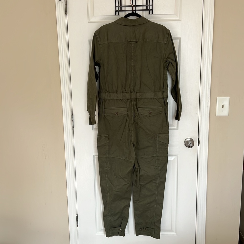 Alex Mill Long Sleeve Button Up Cargo Cotton Jumpsuit Size L Olive Green - Picture 10 of 11